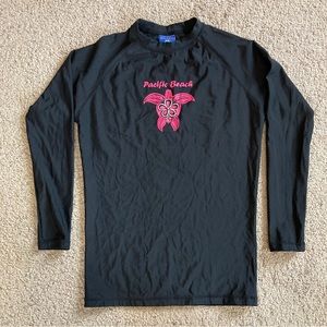 Womens Swim Long Sleeve Black Rash Guard - Size XL